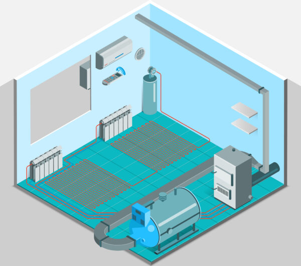 Heating Cooling System Interior Isometric Template